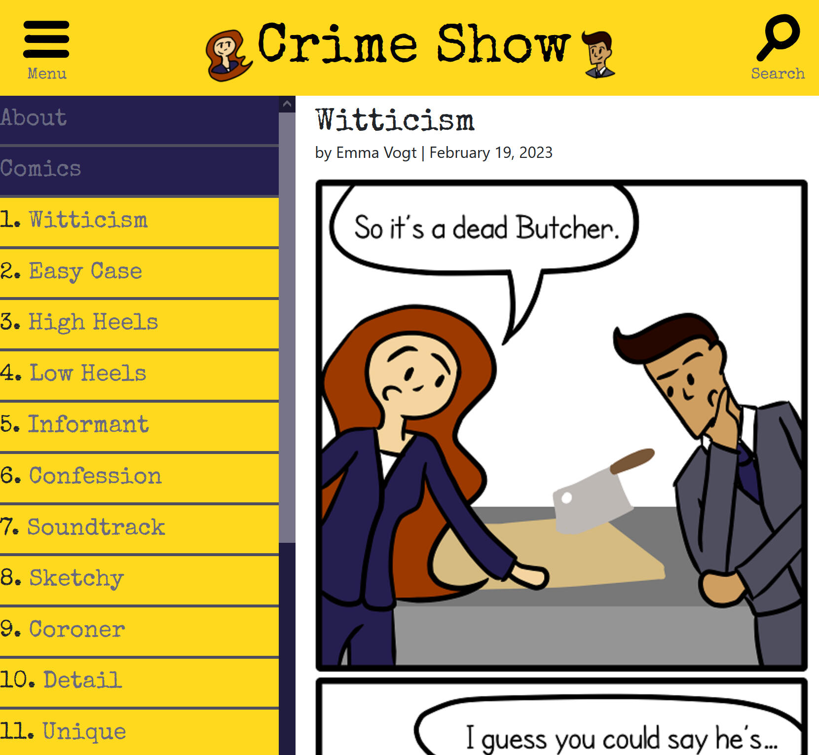 Crime Show Webcomic Site
